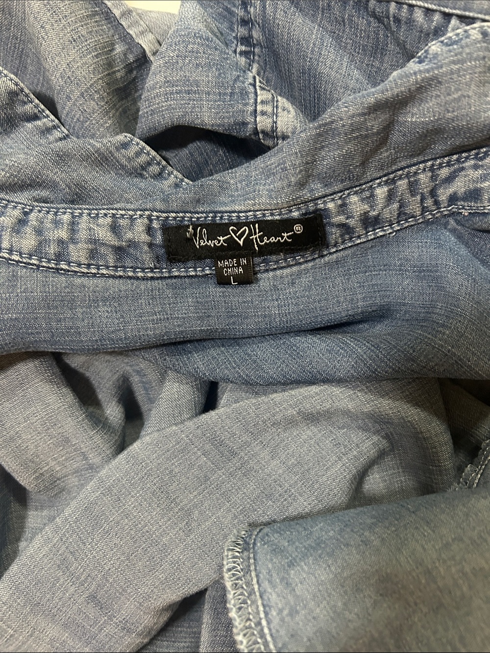 Velvet Heart Blue Denim Button-Front Midi Shirt Dress - Picture 10 of 12